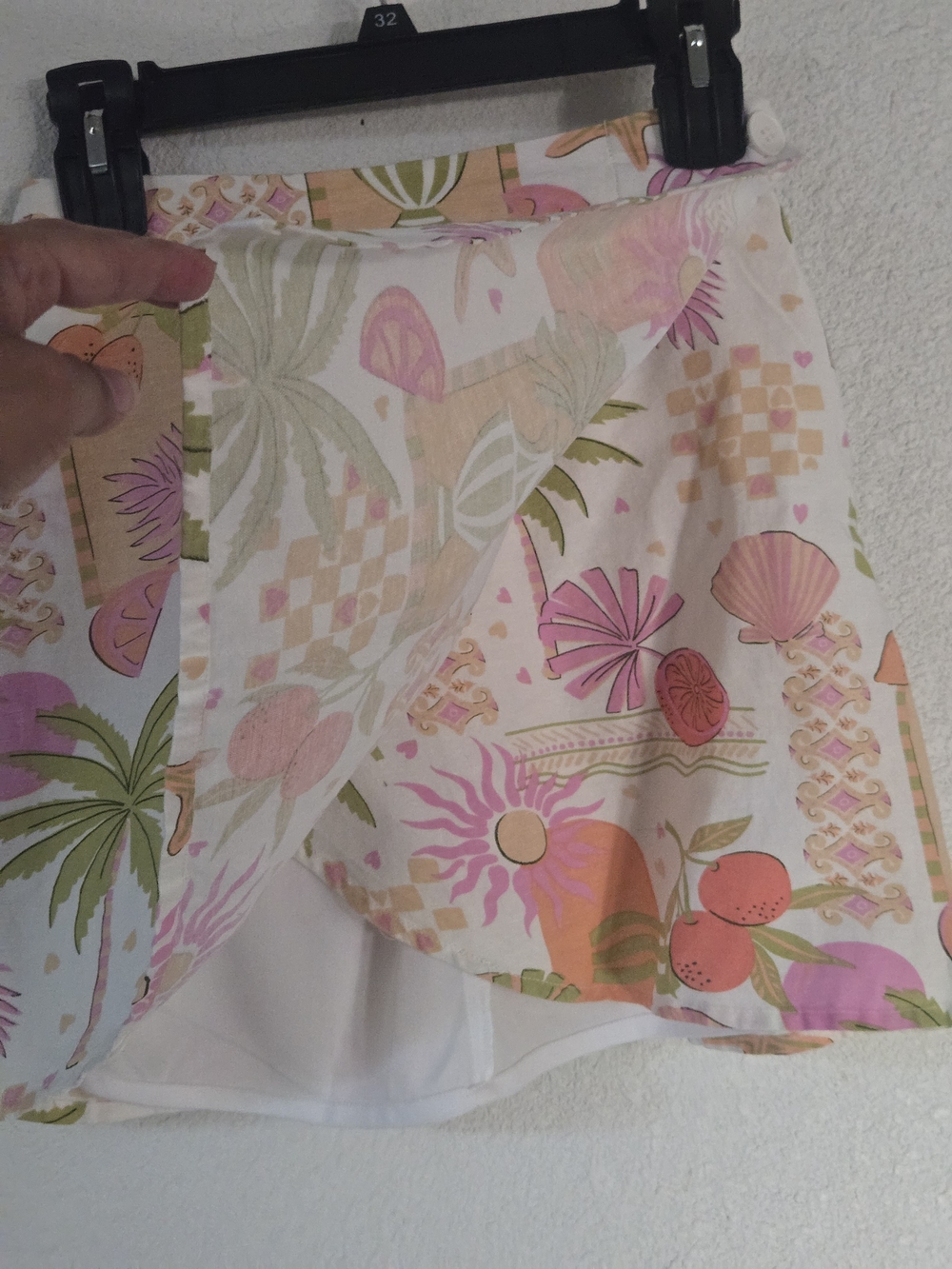 Tropical Floral Mini Skirt - Pink & Green - Picture 7 of 9
